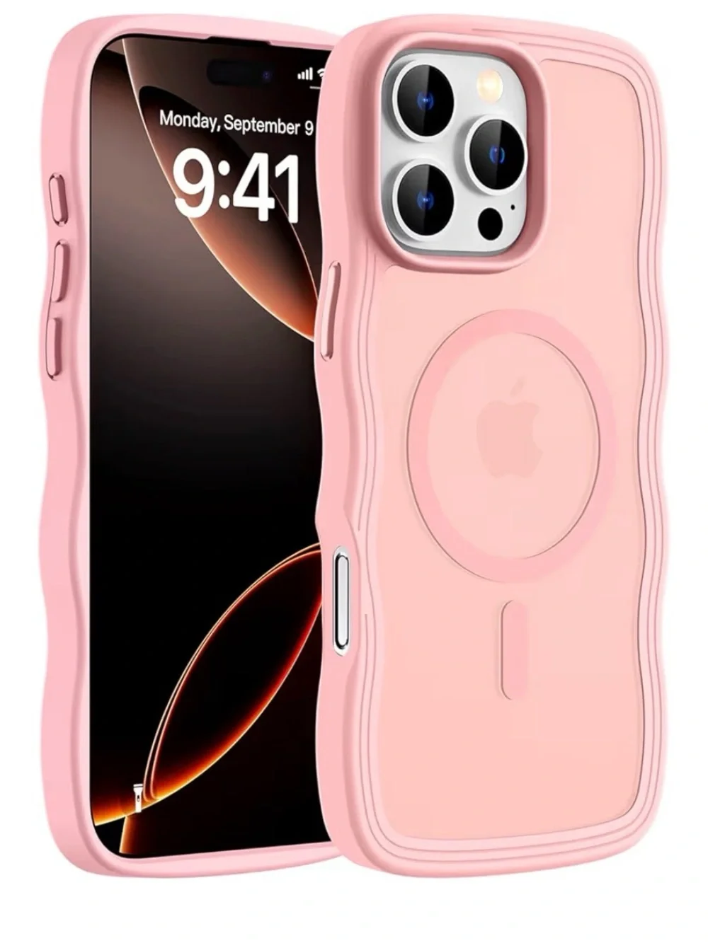 Curly Pink MagSafe Compatible Phone Case for iPhone 16 pro max light pink New